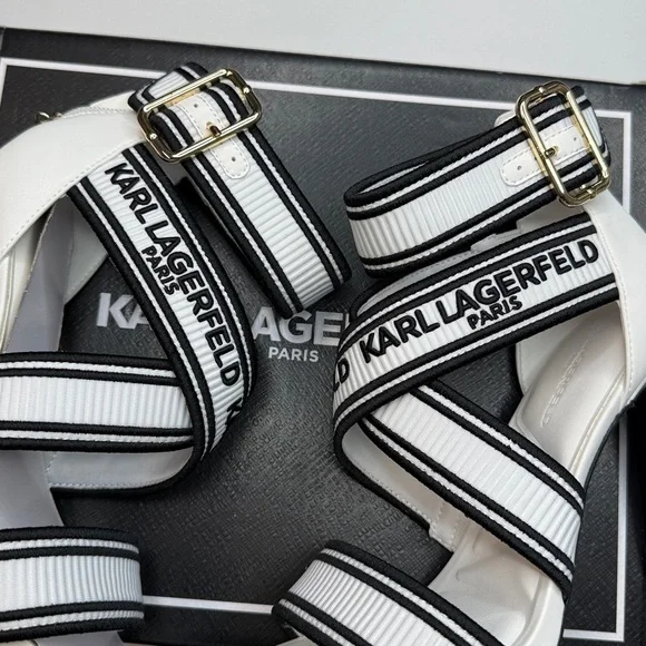 KARL LAGERFELD PARIS Women's Careliz Strappy Sandals- Size 7.5- Bright White - Picture 11 of 12